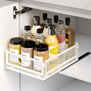 Organisateur de placard coulissant, panier coulissant sous l'évier pour le rangement de cuisine, organisateur d'épices pour comptoir - Product Image 1