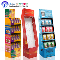 Support d'affichage pliable en carton ondulé personnalisé pour magasin de détail, pour aliments, chips, snacks, présentoir pour les sols des magasins