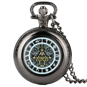 Bill Cipher Wheel Steampunk Jewelry Collier en bronze Montre de poche pour homme avec chaîne - Product Image 6