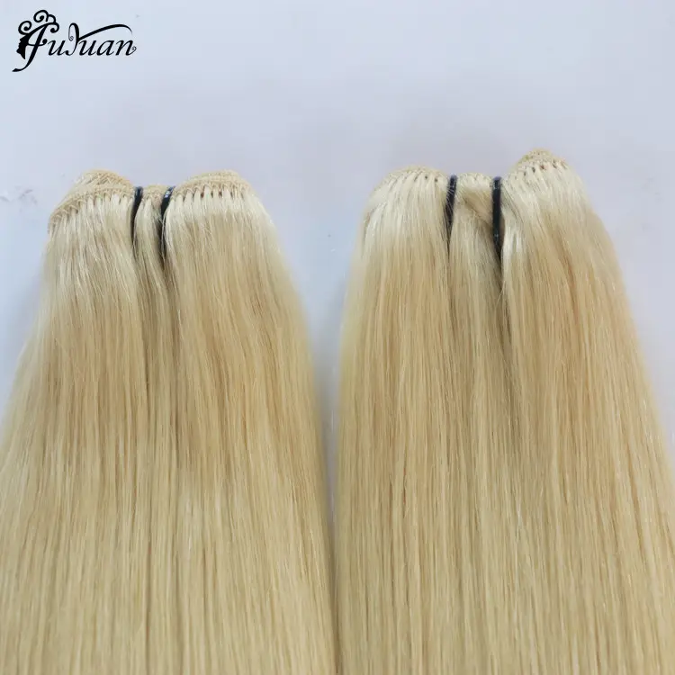 Factory Full Cuticle aligned Double Drawn Blonde 613# Machine Weft Remy Raw Hair 100% Human Russian Virgin Hair Weft Extensions