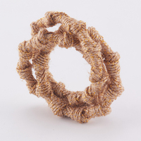 Anneau de serviette en jute tissé personnalisé, vente en gros d'usine, support de serviette en tissu marron duveteux pour la décoration de table de mariage et de fêtes