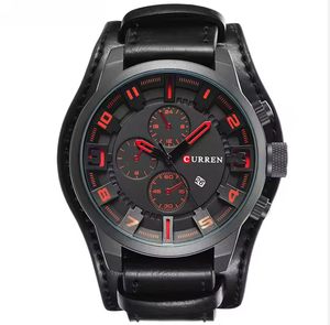<span class=keywords><strong>Montres</strong></span> à la mode pour hommes avec bracelet en cuir à quartz Cadran en alliage <span class=keywords><strong>de</strong></span> 48mm Bande <span class=keywords><strong>de</strong></span> 22mm Liquidation résistante à l'eau Prix bas - Product Image 1