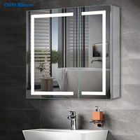 Miroir de rangement mural moderne avec éclairage LED, réglable, avec organisateur pour la salle de bain