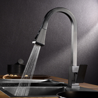 Robinet de cuisine industriel moderne noir mat, mitigeur d'eau chaude et froide monotrou pour évier de ferme