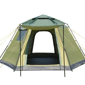 新款大3-4人帐篷自动户外野营帐篷防风防水绿色帐篷