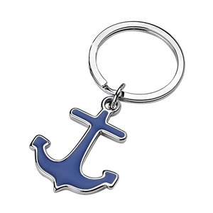 Portachiavi in Metallo Personalizzato con Logo e Apribottiglie, Design Ancora Blu - Senza Scatola - Product Image 1