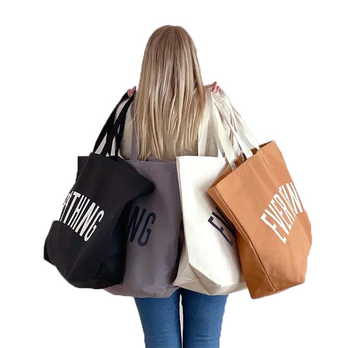 Tissu recyclable imprimé personnalisé de grande capacité bon marché Shopping sacs à main personnalisés tout pour les femmes sac fourre-tout