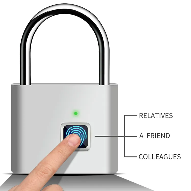 Factory Price Rechargeable Smart Fingerprint Padlock for Cabinet Small Electrical Security Pad Lock