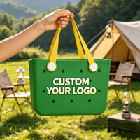 Sac de plage léger et personnalisable en EVA pour maman, avec blocs de couleur, lavable, ouverture supérieure, deux doubles bretelles, grande capacité
