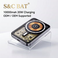 Batterie externe magnétique transparente à charge rapide 5000 mAh 20W en alliage d'aluminium mince portable pour utilisation en extérieur pour iPhone