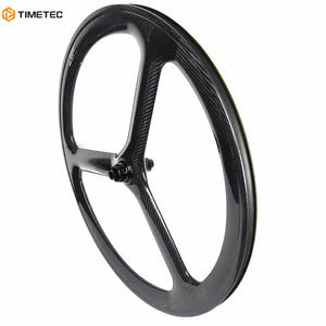 Roues en carbone à trois rayons 700C Frein à disque pour vélo de route Paire de roues en carbone 6 boulons Centerlock Clincher Tubulaire à travers l'essieu - Product Image 4