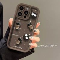 Coque de téléphone 3D mignonne en TPU motif dessin animé café pour iPhone 17 16 15 – Étui mat pour téléphone portable