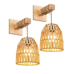 Lámpara de pared a pilas con control remoto, estilo boho, de ratán, recargable, para sala de estar y dormitorio. - Product Image 6