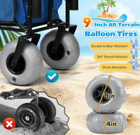 Chariot de pêche pliable en aluminium, chariot tout-terrain pour la plage avec grandes roues, chariot pliable pour la pêche, le camping et la plage