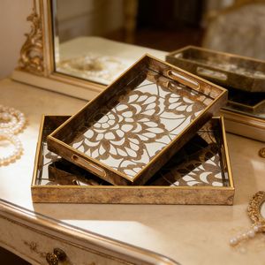 Custom Luxury <strong>Rectangular</strong> <strong>Mirror</strong> <strong>Tray</strong> Set Gold Decorative Vanity Serving <strong>Tray</strong> for Hotel Home - Product Image 2