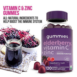 OEM Vegan 3-in-1 Immune Support Supplement Premium Organic Sambucus Elderberry <b>Gummies</b> with <b>Vitamin</b> C Zinc for <b>Adults</b> Children - Product Image 6