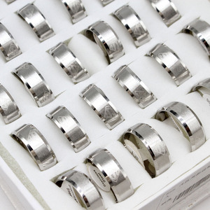 새로운 스테인레스 스틸 반지 남자 간단한 반지 세트 남여 공용 실버 8mm 36PC/상자 - Product Image 5