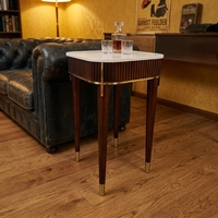 Table basse en bois massif de qualité supérieure, plateau en marbre, base rainurée, design moderne et luxueux, meuble multifonctionnel pour la maison, appartement, salon