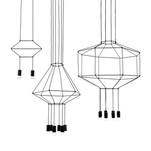 Lámpara colgante geométrica negra de forma alargada con base para bombilla LED E27 para iluminación de techo en villas, lofts y escaleras. - Product Image 4