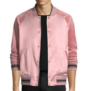 New Fashionable 100% Polyester Satin Bomber Baseball Winter Jacket Woodland Men Jacket - Product Image 5