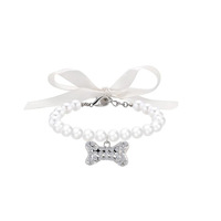 Kitties et Chiens Colliers de perles Pierres précieuses Arcs Rubans Colliers pour animaux de compagnie Accessoires
