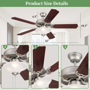 Sang trọng <span class=keywords><strong>5</strong></span> MDF Blades Retro phòng ngủ thiết kế hiện đại kéo chuỗi phòng khách trang trí LED chiếu sáng Quạt trần - Product Image 6