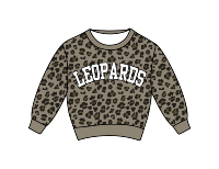 Sweat-shirt à col rond pour enfants avec imprimé léopard personnalisé, pull à manches longues pour jeunes filles avec nom d'équipe imprimé pour l'esprit scolaire