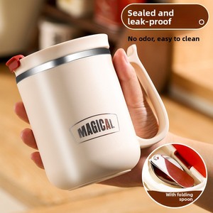 Einfacher Edelstahl-Becher mit Deckel, Löffel und Teesieb - Tragbare Kaffeetasse im Modernen Design, Bedruckbares Souvenir-Geschenk für den Bürogebrauch - Product Image 2