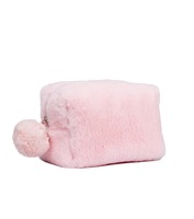 Sac de maquillage moelleux rose bébé OEM, sac de toilette doux et confortable, pochette de maquillage recherchée avec fermeture à glissière, sacs de toilette en fourrure