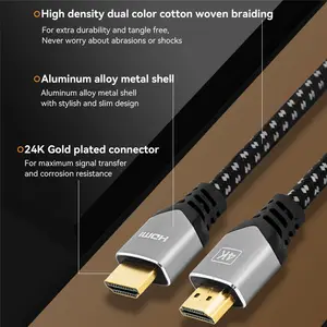 Tv Male Braided Hdmi To Hdmi Cable 3d 4k 60hz Gold Plated Male To Male Hdmi 2.0 Cable For Computer Tv Xbox