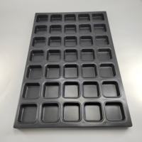 Moule à gâteaux carré en acier aluminisé antiadhésif personnalisé de 35 tasses, moule à mini-gâteaux madeleine, moule à financiers