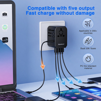 Adaptador universal Wontravel Multi Plug Travel Usbc GAN 70W Adaptador de viaje de carga rápida Todo en uno