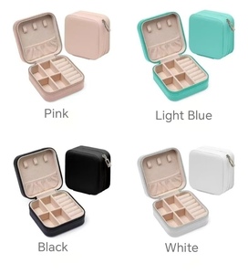 PU Leather Square Zipper <b>Small</b> Travel Jewelry <b>Boxes</b> for Women Girls Necklace Box Organizer Portable Storage Case - Product Image 3