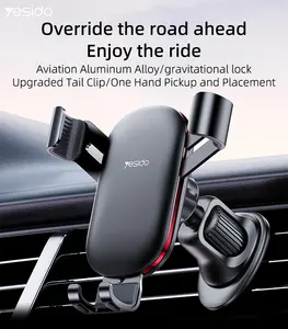 Yesido Aluminum Alloy Bionic Hawksbill Hooks Retractable Design Air Vent Gravity Cell Phone Holder