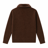 Cardigan en laine et nylon tricoté pour homme, personnalisé ODM/OEM, avec fermeture éclair intégrale, bordure en fourrure, épais, respirant, vêtement d'extérieur pour l'hiver