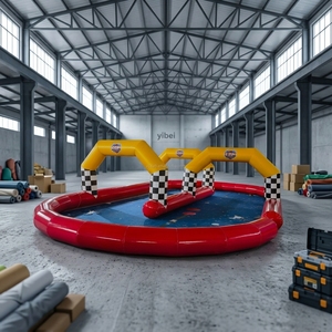 Voitures à bascule gonflables pour enfants, nouvelle conception personnalisée, imperméables, en PVC, avec piste de course et tunnel - Product Image 3