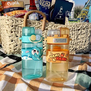 แก้วน้ำพลาสติกเด็กน่ารัก พร้อมสายสะพายสำหรับนักเรียน ล้างในเครื่องล้างจานได้ ดื่มได้โดยตรง เหมาะสำหรับโรงเรียนและการตั้งแคมป์ - Product Image 2
