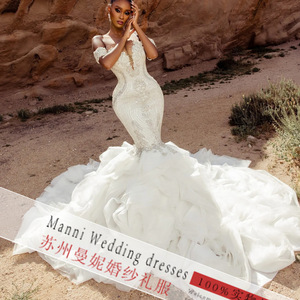 ชุดแต่งงานแบบแอฟริกันทรงเมอร์เมดประดับลูกไม้สำหรับงานแต่งงาน - Product Image 5