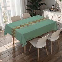 Drapeau de table imprimé en PVC RNPT, bordure verte, imprimé floral, nappe en plastique en rouleau pour restaurant, nappe carrée