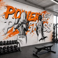 Papier peint mural personnalisé imperméable pour salle de sport, motif femme culturiste, éclaboussures de peinture bleue, pour salle de sport commerciale