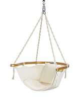Fauteuil suspendu en toile avec pompons et coussin, chaise suspendue en bambou en forme de S pour l'extérieur et l'intérieur, maison, balcon, jardin