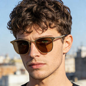 KSL-98295 Gafas de sol con montura metálica para hombre, lentes negras de PC, protección UV400, clase 2, gafas de sol con bisagras de resorte - Product Image 5