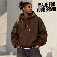 Sweat-shirt à capuche surdimensionné en molleton épais 100 % coton 425 g/m² pour homme, style streetwear, avec strass, vente en gros OEM