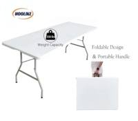 Vente en gros de mobilier d'extérieur Table de camping en plastique pour jardin Table pliante à chevalet en plastique HDPE portable blanche pour événements