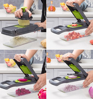 Topleider 12-In-1 Handmatige Groente Mandoline Slicer Pp Handbediende Veggie Chopper Met Uiensnijder Voedselhakselaar