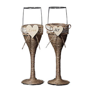 Flûtes à champagne, verres à vin, 7 oz, ensemble de 2 pour la mariée et le marié, pour les toasts de mariage, élégant, rétro, cadeau de mariage pour les couples - Product Image 1