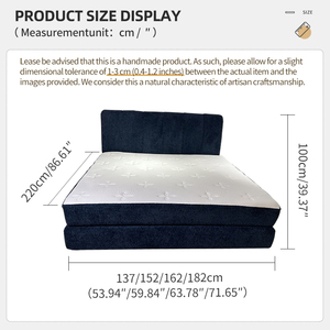 Base de Cama de Terciopelo <span class=keywords><strong>Azul</strong></span> Marino de Lujo, Cama Plataforma King/Full Size con Espuma Comprimida, Cama Lounge Moderna sin Marco <span class=keywords><strong>para</strong></span> Europa y Francia - Product Image 6
