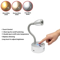 Nouvelle lampe murale en aluminium 12V 24V pour camping-car, accessoires de camping-car, projecteur LED, lumière de lecture, éclairage intérieur de caravane avec double USB