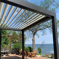Pergola en aluminium avancée, résistante au vent et à la pluie, avec toit à lamelles rétractables, système intelligent et options de disposition personnalisées