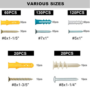 Wall Anchors 220pcs With Drill Bit #10 1 Inch Concrete And Wood Screws Set For Drywall Installation - Product Image 3